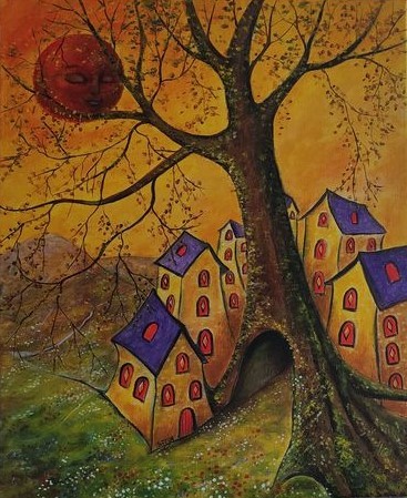 Le village a l 'arbre penché 