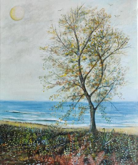 L automne à la plage- 61x40 cm acrylique 8 10 2024 steva